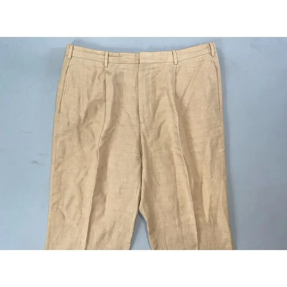 Ralph Lauren Italy Purple Label Men's Pleated 100% Linen Dress Pants. 38X31.5